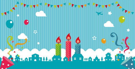 Happy birthday banner vector illustration / blue ( no text )