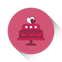  Love cake with hearts line icon