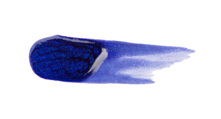 set of wide and narrow brush strokes, blue nail polish, isolated element for design.
