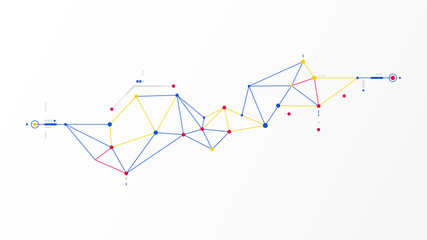 Digital geometric data network elements abstract background