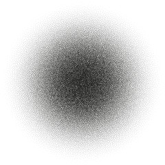 Circle of very small dissolving points, noise, gradient. The Stipple grunge. Vector object with the ability to overlay. Isolated background.