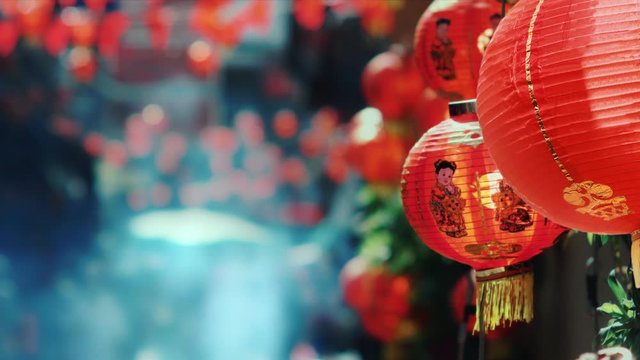 Chinese new year lanterns in china town area.