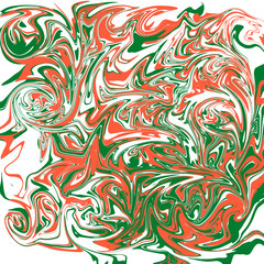 Abstract Christmas background with liquid effect. White, red, green. Print, packaging, wallpaper design