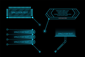 Callouts titles.Technologic information framework. Modern digital panels. Frame, templates for text. Vector objects on isolated background.