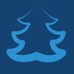 Contour shape of New Year and Christmas fir tree in tredny classic blue color of 2020 pantone holiday illustration