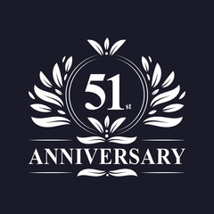 51 years Anniversary logo, luxurious 51st Anniversary design celebration.