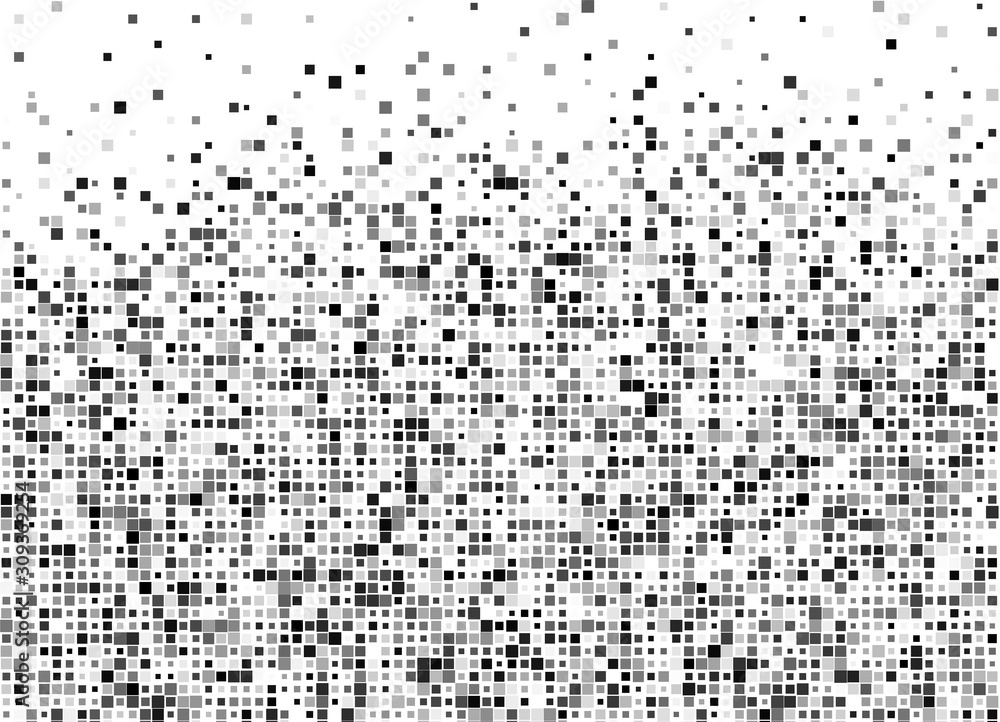 Poster halftone pixels dissolve, small transparent chaotic particles. an explosion, the squares. vector abs