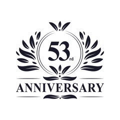 53 years Anniversary logo, luxurious 53rd Anniversary design celebration.