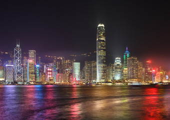Fototapeta premium Victoria Harbour Hong Kong night view.