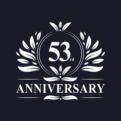 Fototapeta premium 53 years Anniversary logo, luxurious 53rd Anniversary design celebration.