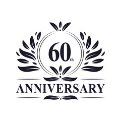 Fototapeta na wymiar 60 years Anniversary logo, luxurious 60th Anniversary design celebration.