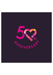 50th, Heart anniversary logo design template