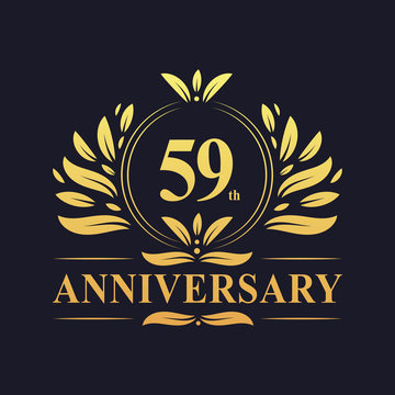 59th Anniversary logo, luxurious golden color 59 years Anniversary logo design celebration.
