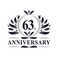 63 years Anniversary logo, luxurious 63rd Anniversary design celebration.