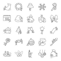 Pack Of Christmas Line Icons 