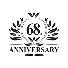 68 years Anniversary logo, luxurious 68th Anniversary design celebration.