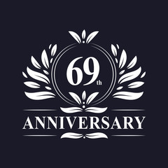 69 years Anniversary logo, luxurious 69th Anniversary design celebration.