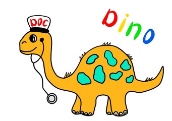  illustration of cartoon dinosaur doctor