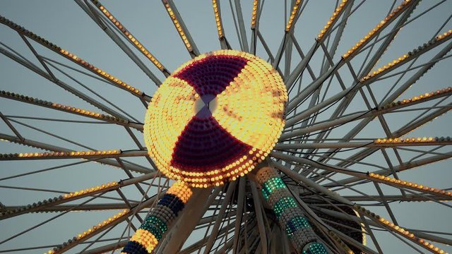 Colorful light Wheel in an amusement park 