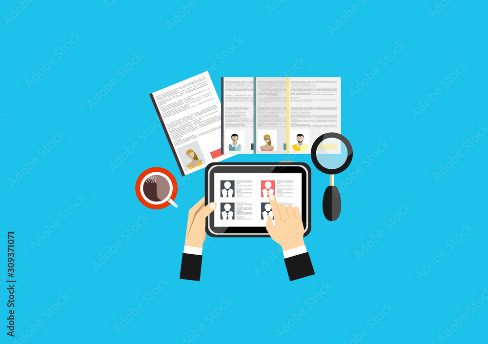 Poster concept of job searching.element in trendy style.