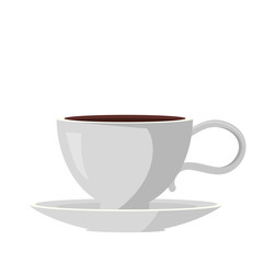 Cup with fresh brown coffee americano on white