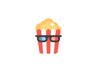 Popcorn box vector illustration. Isolated movie cinema film concept. Striped vintage package image