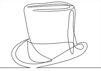 Top Hat Line -continuous line.Element In Trendy Style.