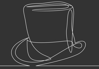 Top Hat Line -continuous line.Element In Trendy Style.