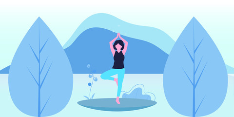 Vector illustration of women doing yoga (tosca shades)