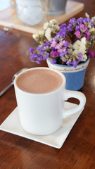 Hot chocolate in white cup