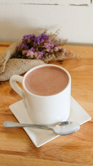 Hot chocolate in white cup