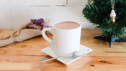 Hot chocolate in white cup