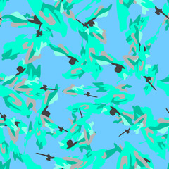 Winter camouflage of various shades of green, grey and blue colors