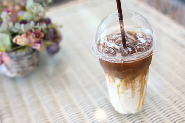 cold iced coffee drink in cafe