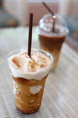 cold iced coffee drink in cafe