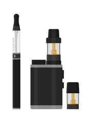 Obraz premium Vaping device accessories set isolated on white