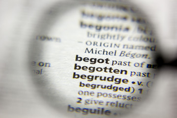 The word or phrase Begot in a dictionary.