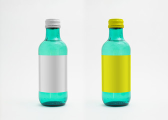 Water Bottle Mock-Up - Two Bottles. Blank Label. Glass bottle of water with clean label