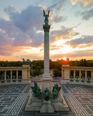 Fototapeta na wymiar Heroes square in Budpapest. Main statues of Millenium monuments