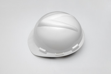Plastic safety helmet. White safety hat isolated with white background.  3d rendering. High Resolution. Mock up.