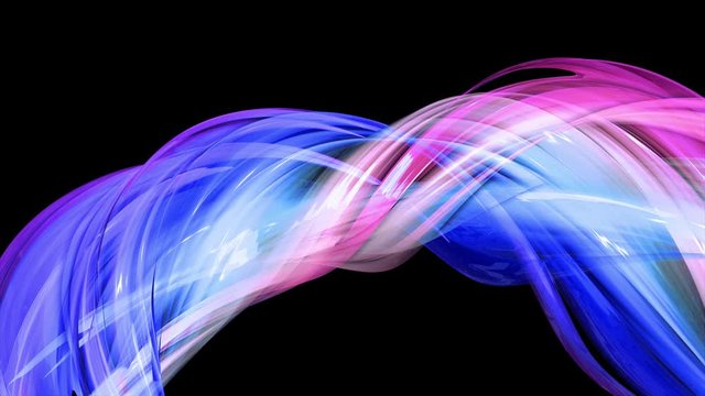 abstract multicolored transparent ribbons move around on a black background. Motion graphics 3d looped background with red blue ribbons. Luma matte as alpha channel. 14
