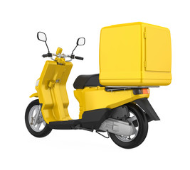 Yellow Motorcycle Delivery Box Isolated