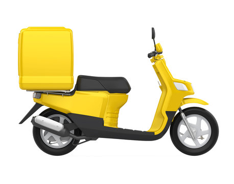 Yellow Motorcycle Delivery Box Isolated
