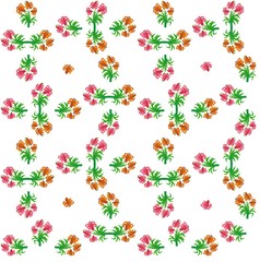 The Amazing of Beautiful Orange and Pink Flower Illustration, Pattern Wallpaper