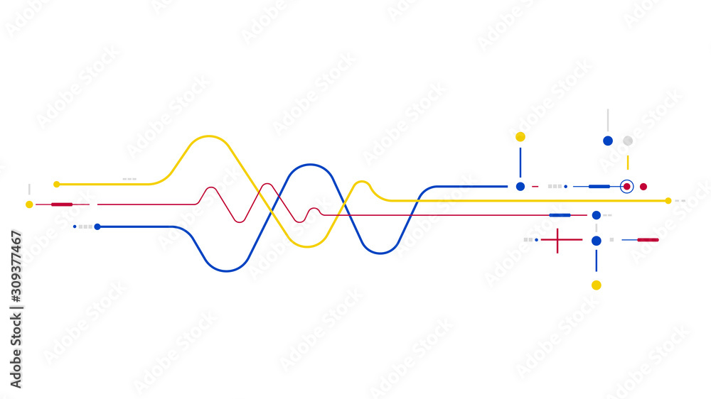 Poster digital data wave network elements abstract background