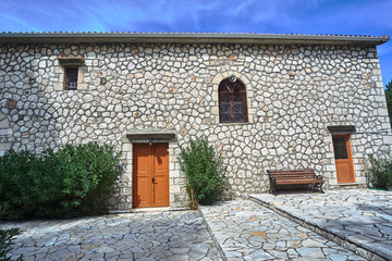 Fototapeta na wymiar Stone Orthodox church on the island of Lefkada in Greece.