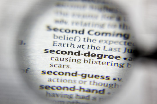The word or phrase Second-degree in a dictionary.