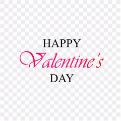 Valentine's Day lettering on transparent background, vector