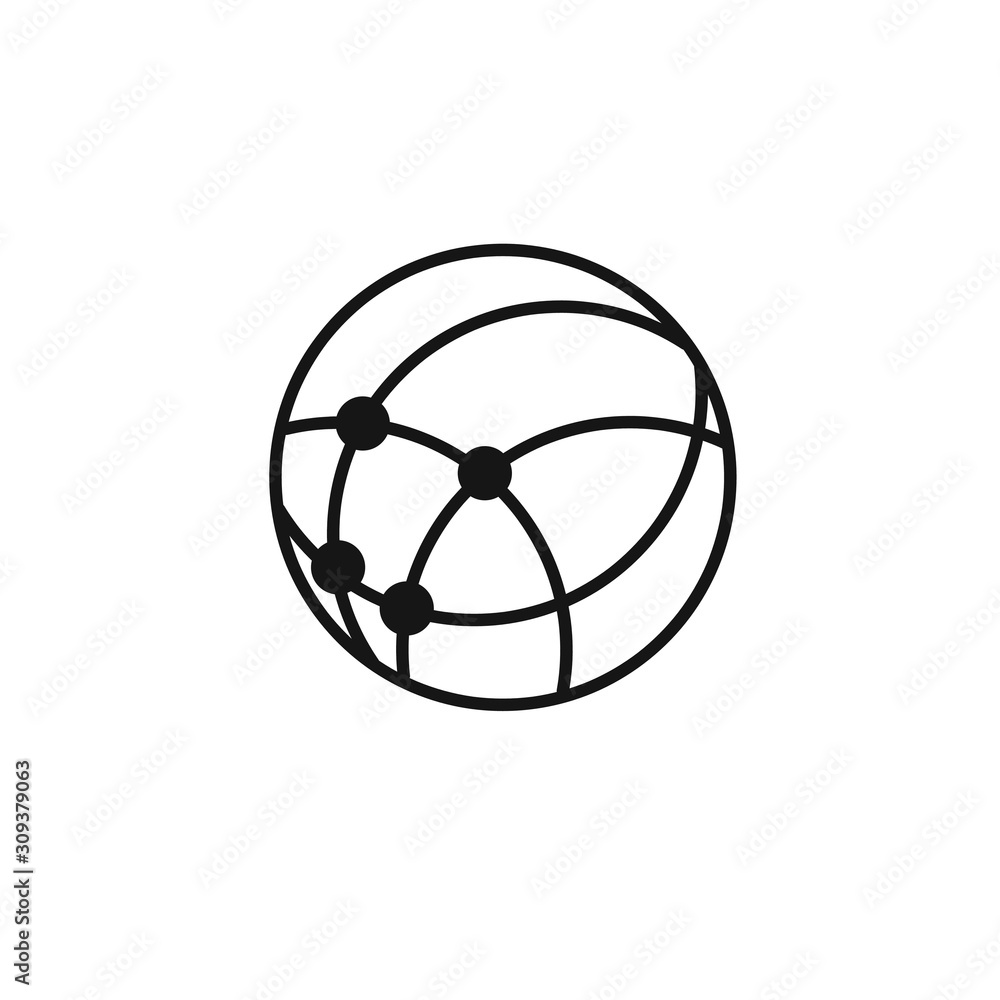 Poster global networking icon on white background