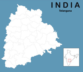 Obraz premium vector illustration of Telangana map outline